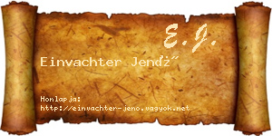 Einvachter Jenő névjegykártya